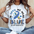 "In April We Wear Blue" Autism Awareness – Ribbon Puzzle Piece Women's Top