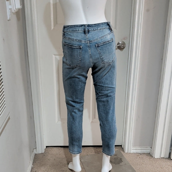 Fashion Nova Light Blue High-Rise Distressed Ankle Jeans Women's 1