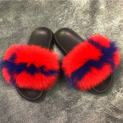 Faux Fur Slides – Plush Luxury Slip-On Slippers – Soft Fur Fashion Slides